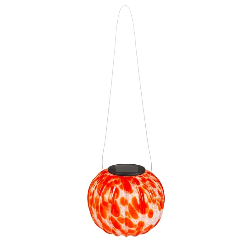 Solar Hanging Art Glass Pumpkin Lantern, 2 ASST.,2sp6946