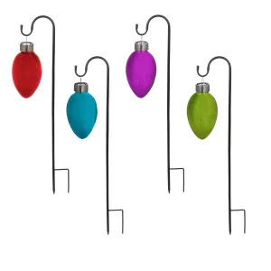 Solar Mercury Glass Christmas Light with Shephard's Hook, 4 ASST,2sp6378
