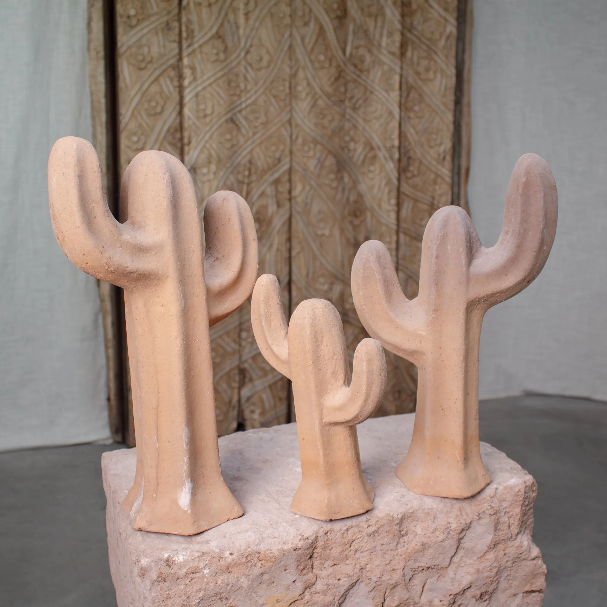 Sonoran Saguaros, Vintage Terracotta Sculptures