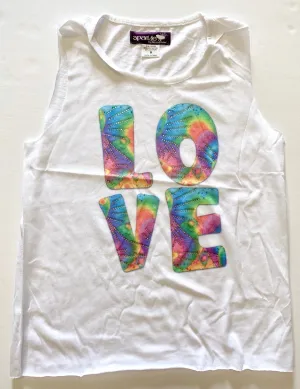 Sparkle by Stoopher Rainbow Love Raw Edge Tank
