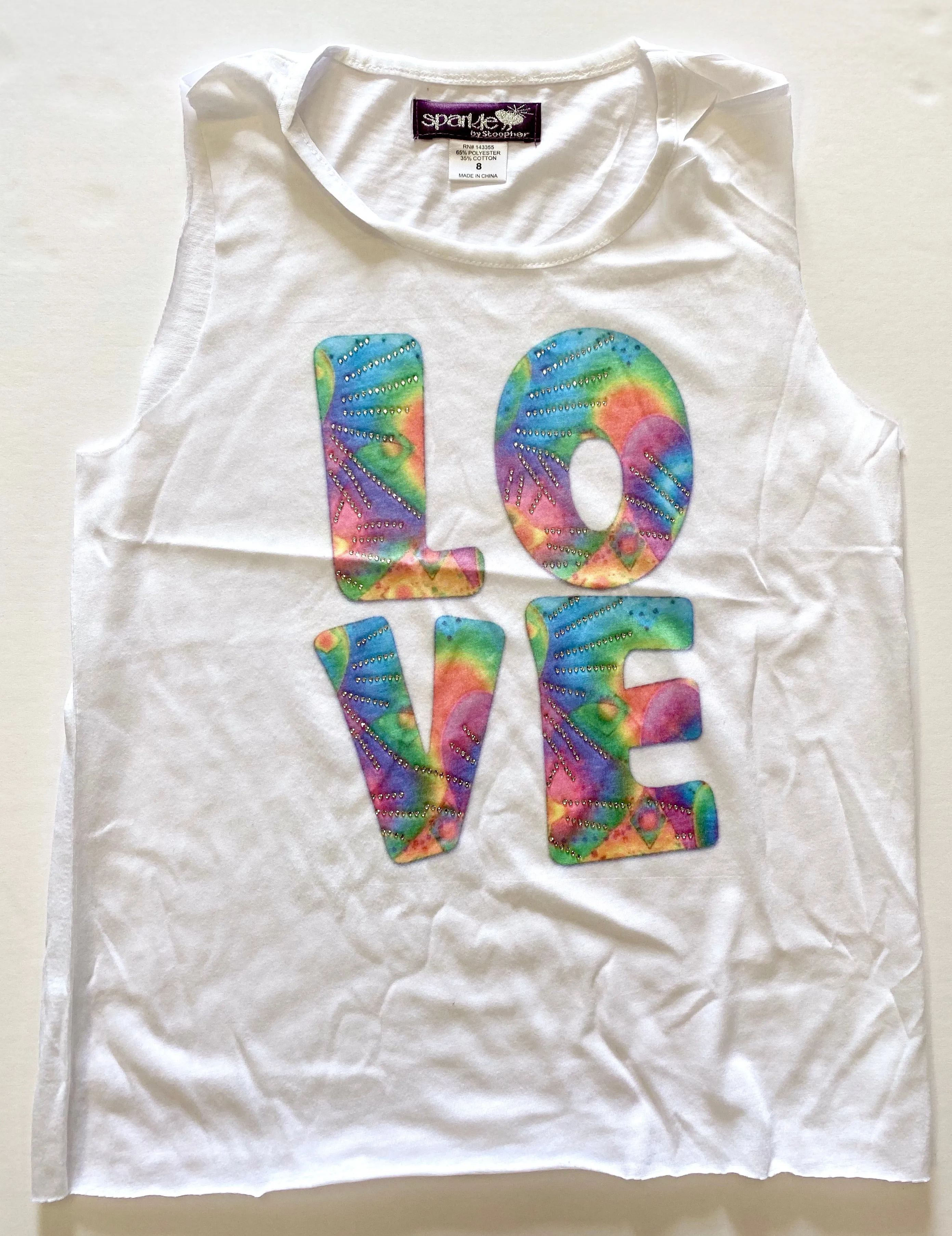 Sparkle by Stoopher Rainbow Love Raw Edge Tank
