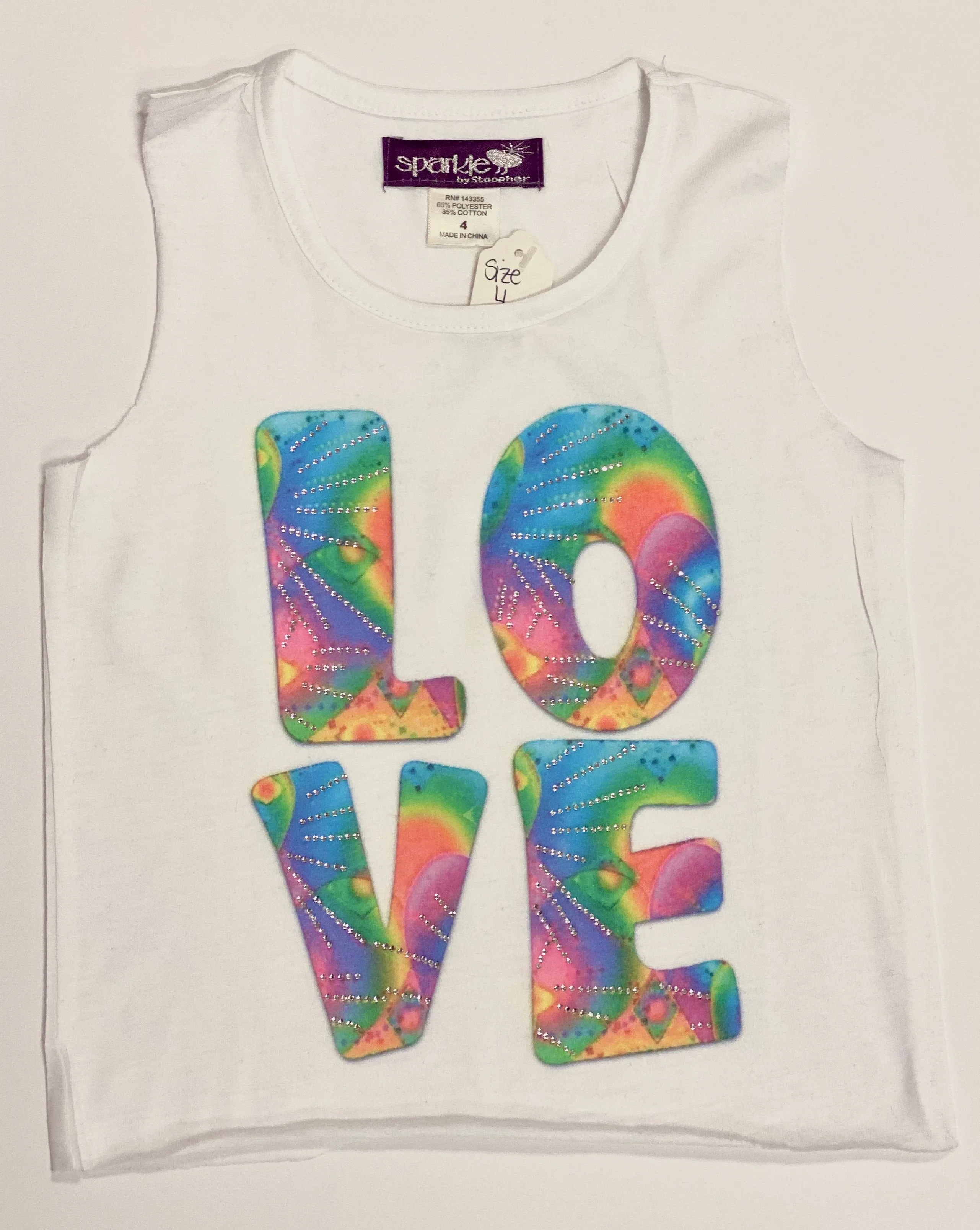 Sparkle by Stoopher Rainbow Love Raw Edge Tank