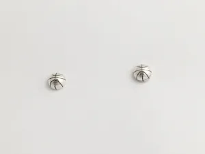Sterling Silver & Surgical Steel small half round basketball stud earrings-sport