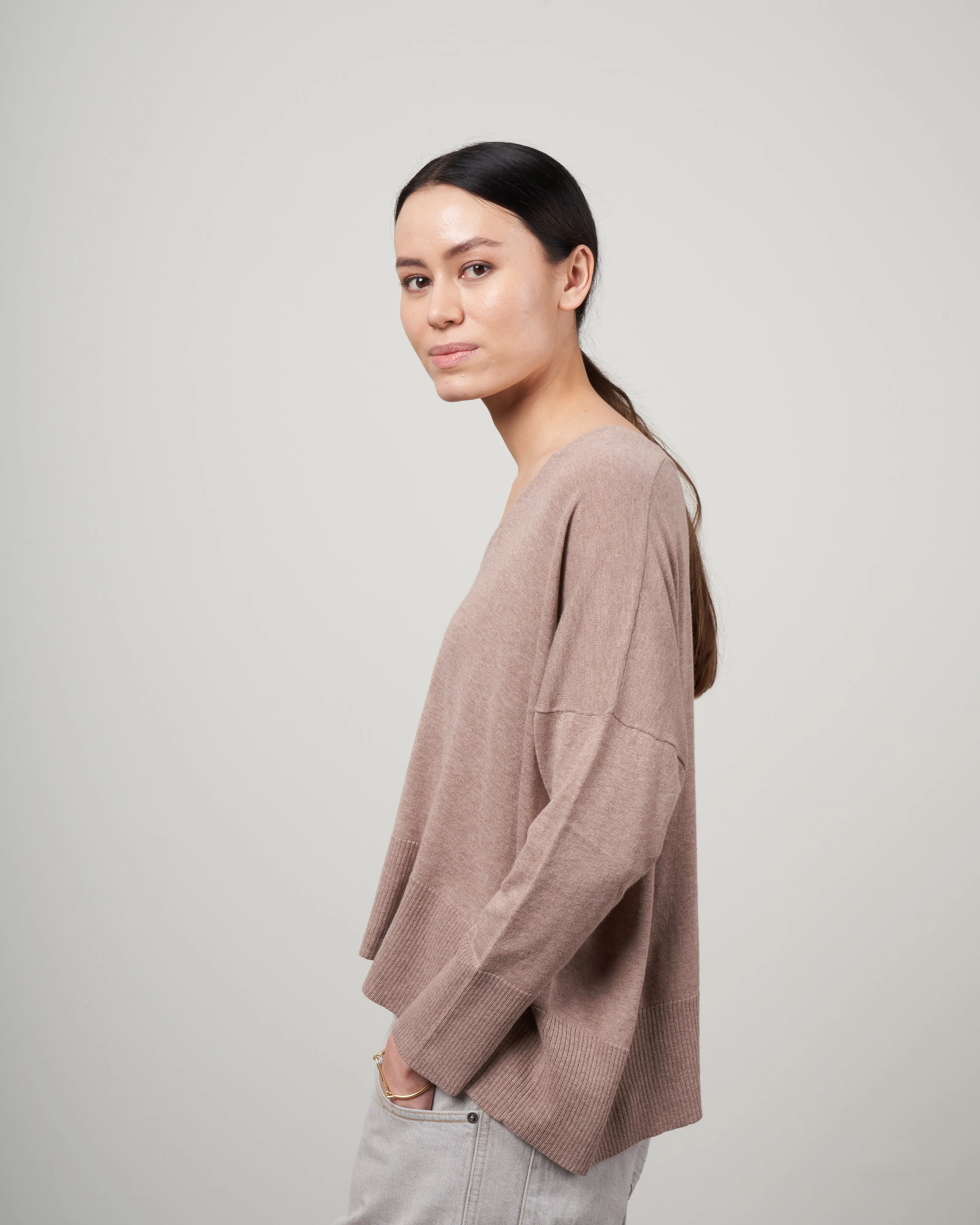 summer vneck sweater - dove