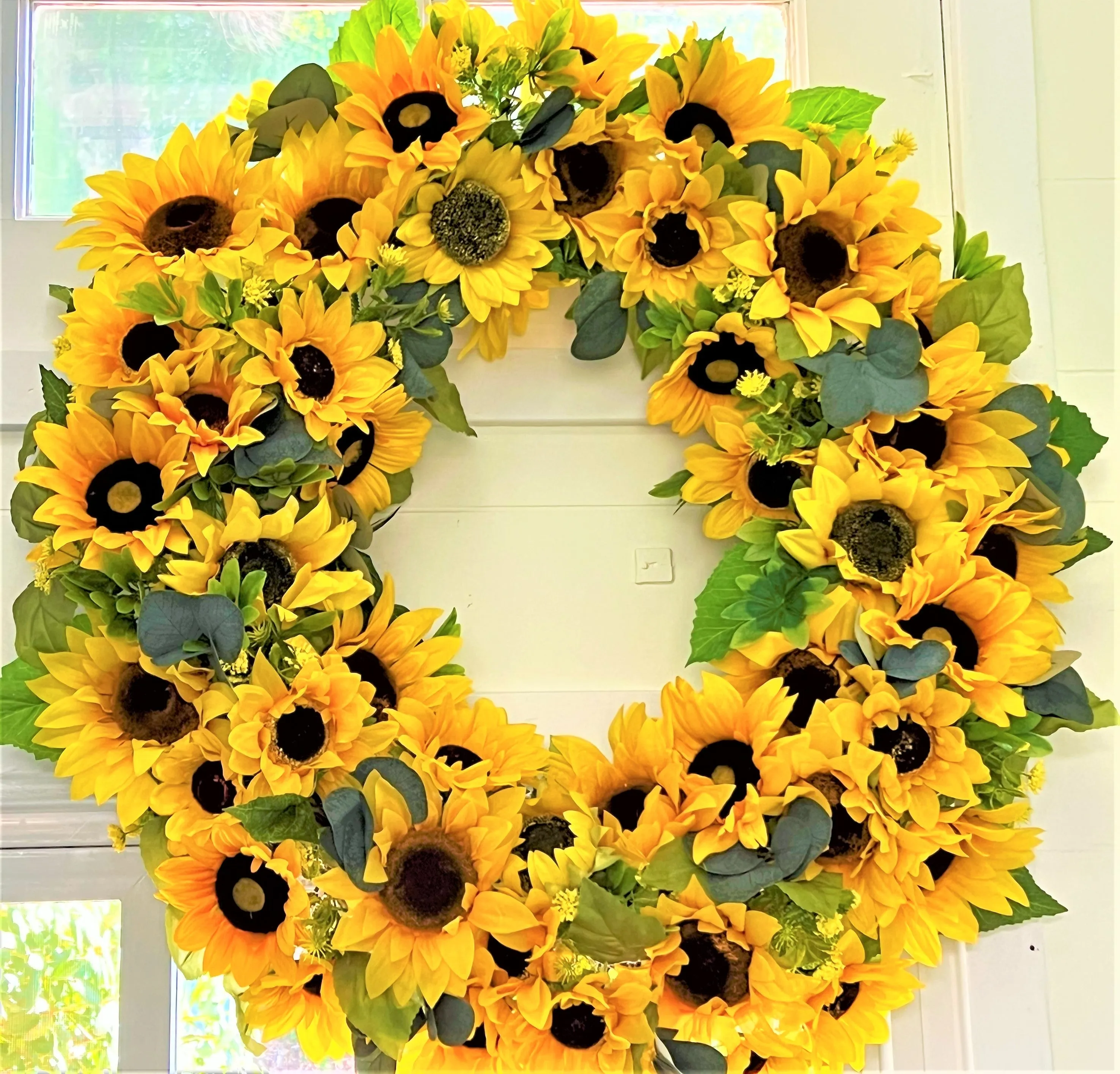Sunflower Wreath, Home Décor, 3 Seasons Wreath, Door Hanger 27" Diameter
