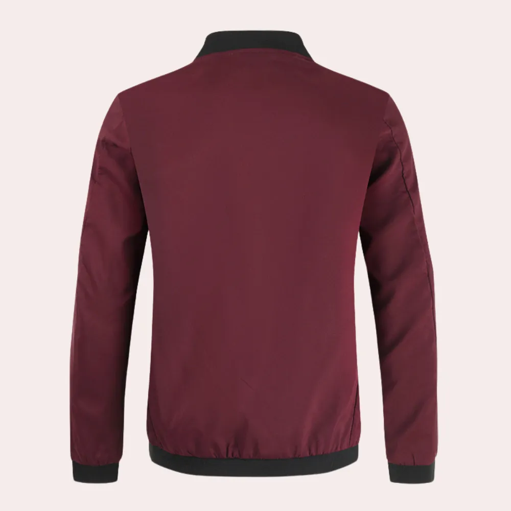 Tailored Men's Wind Jacket with Stand-Up Collar