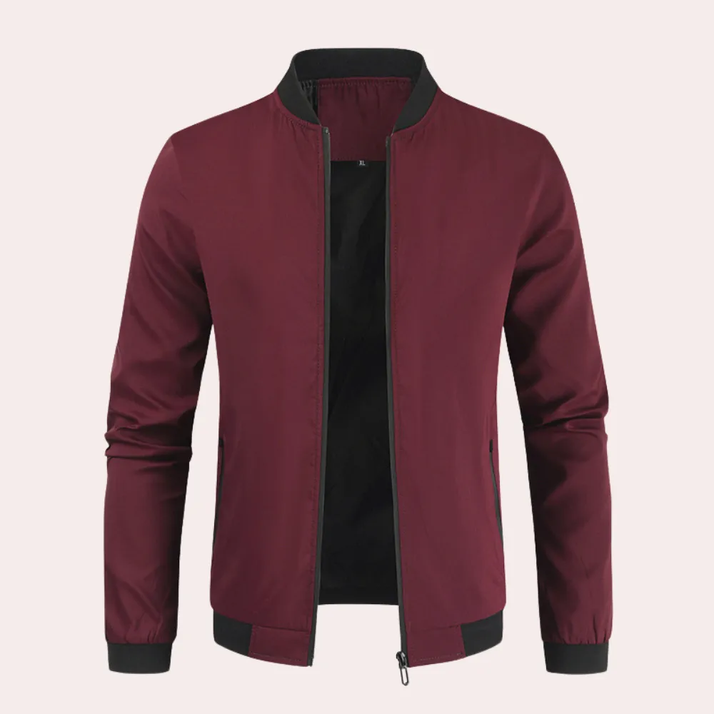 Tailored Men's Wind Jacket with Stand-Up Collar