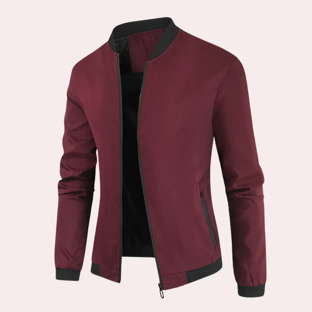 Tailored Men's Wind Jacket with Stand-Up Collar