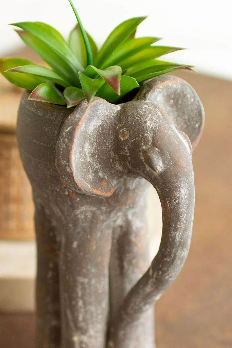 Tall Clay Elephant Planter (Pack of 2)