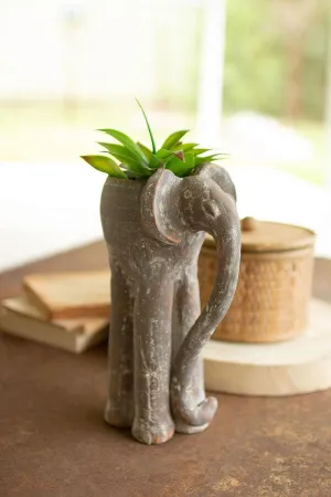Tall Clay Elephant Planter (Pack of 2)