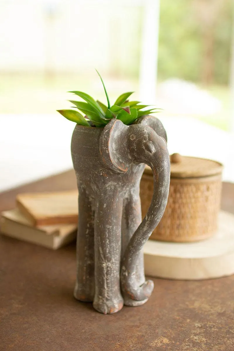 Tall Clay Elephant Planter (Pack of 2)