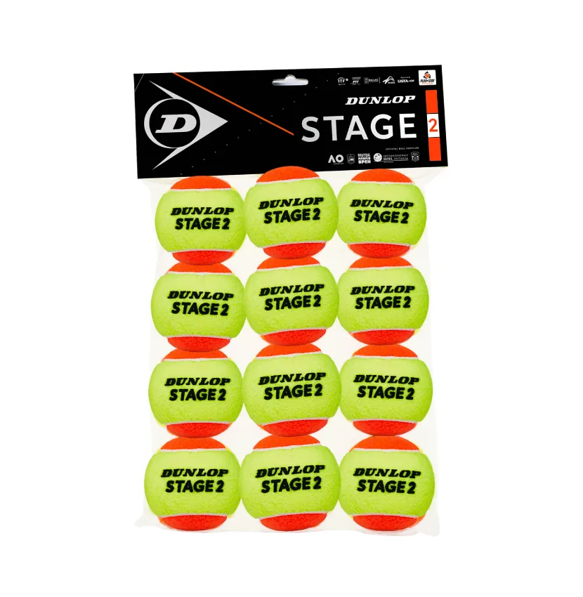 Tennis Balls - Dunlop Stage 2 Orange (12 Pack)