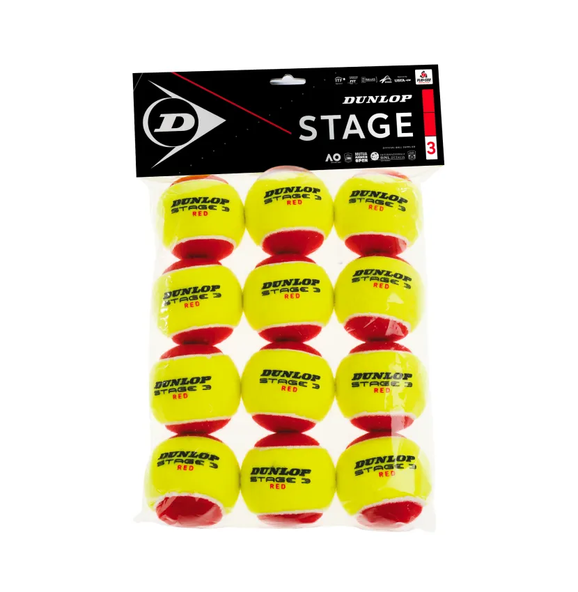 Tennis Balls - Dunlop Stage 3 Red (12 Pack)