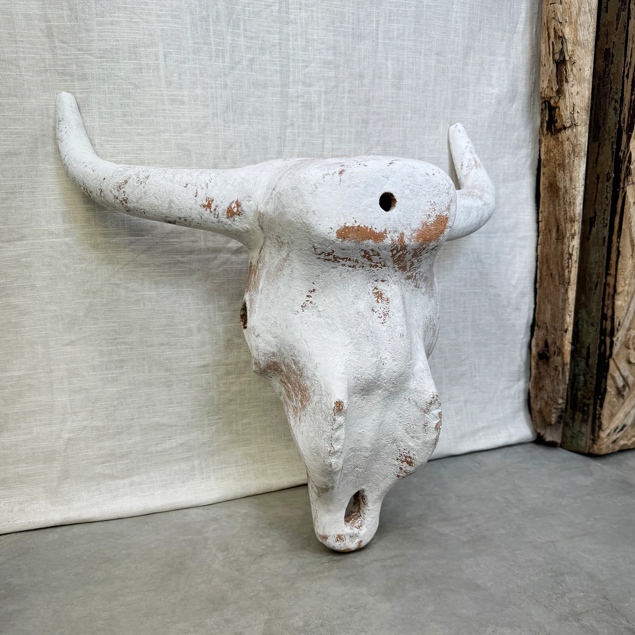 Terracotta Longhorn, Sculptural Wall Art. Malto