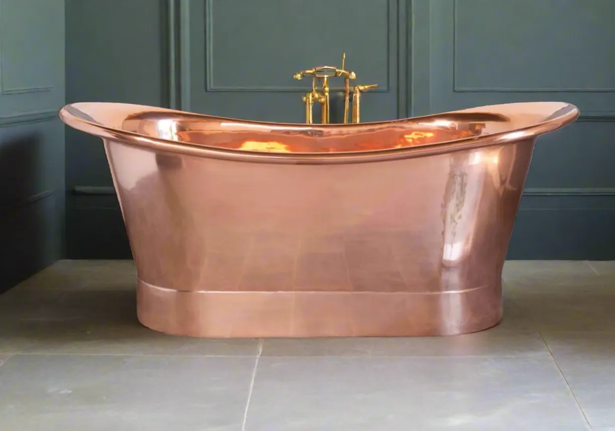 The Copper Bath Tub - Kahali Copper Double Slipper Smooth 1700mm - CB5021-D67