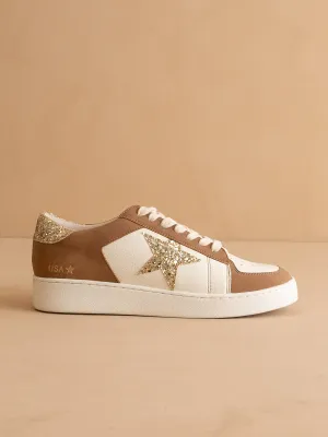 The Liberty | Camel Glitter Star Sneaker