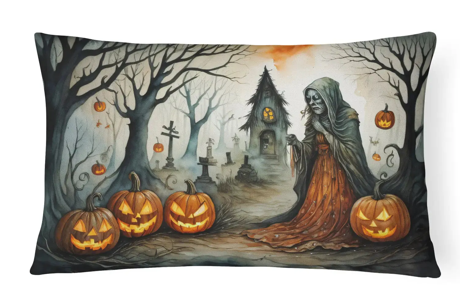 The Weeping Woman Spooky Halloween Throw Pillow