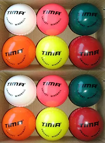 Tima Set of 12 Pcs Cricket Wind Balls Hard Practice Beach Indoor Outdoor Windball (Multicolor)