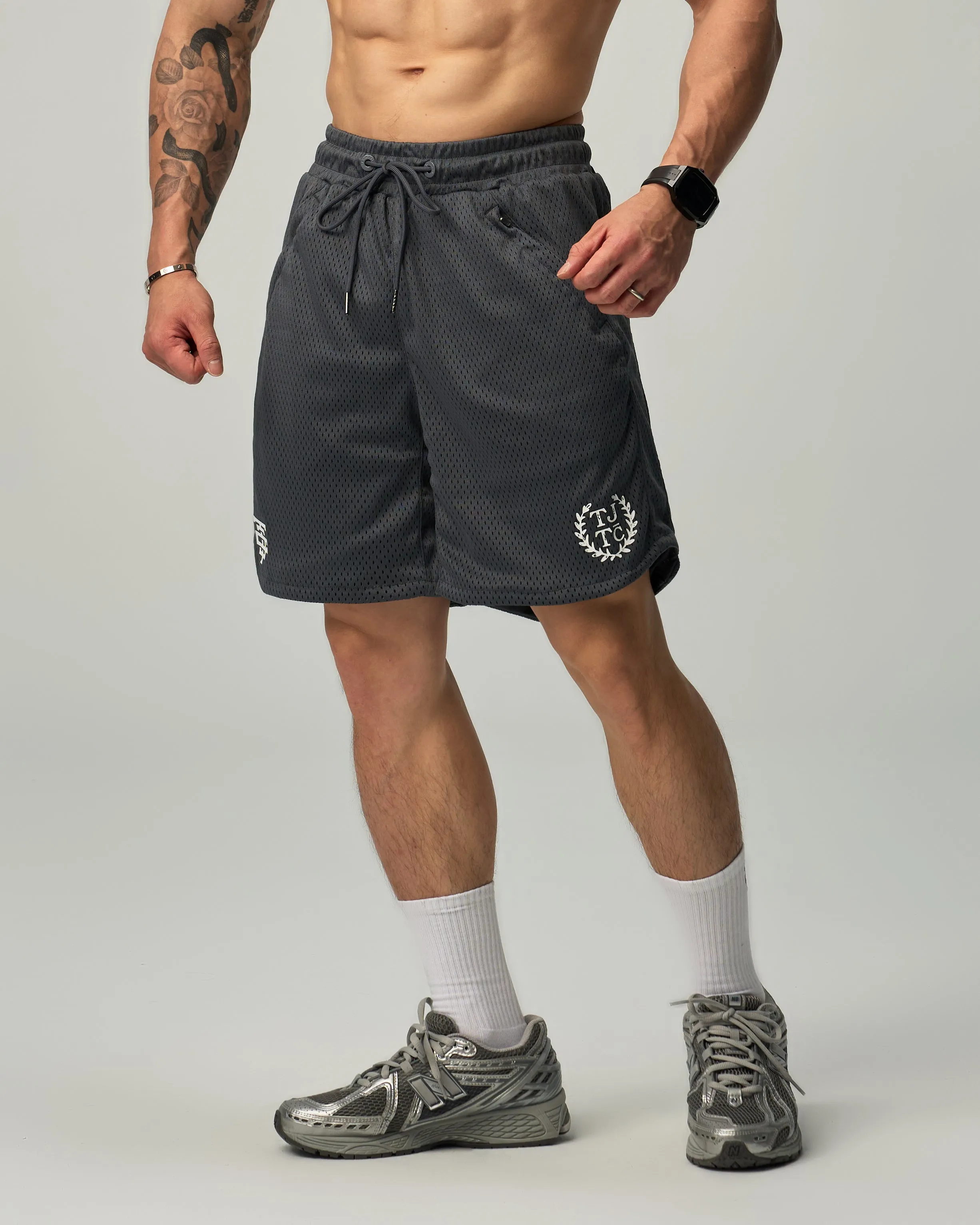 TJTC™ Flock Badge D-Mesh V2 Shorts