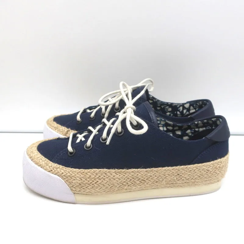 Tory Burch Platform Espadrille Sneakers Navy Canvas Size 5