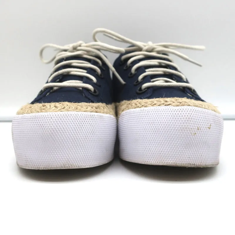 Tory Burch Platform Espadrille Sneakers Navy Canvas Size 5