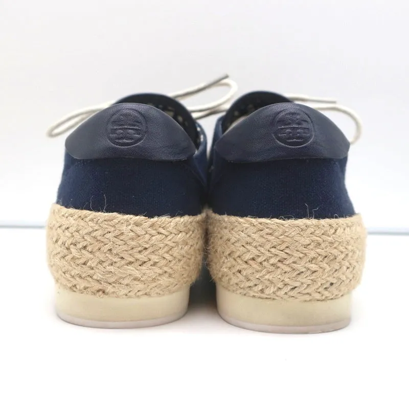 Tory Burch Platform Espadrille Sneakers Navy Canvas Size 5