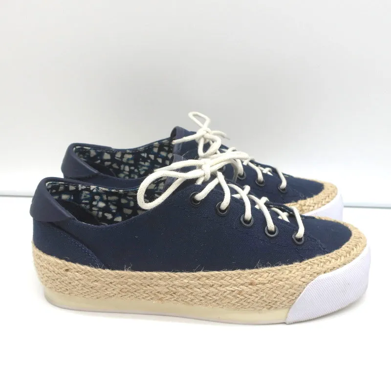 Tory Burch Platform Espadrille Sneakers Navy Canvas Size 5
