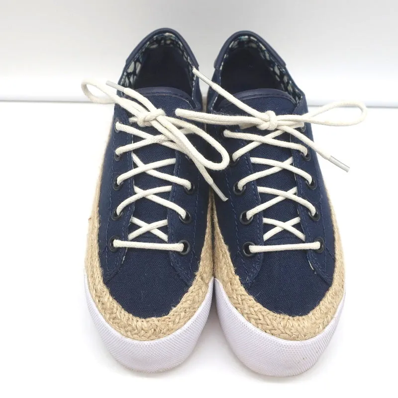 Tory Burch Platform Espadrille Sneakers Navy Canvas Size 5