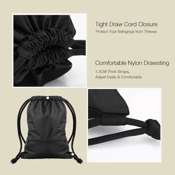 Travel Drawstring Storage Bag Waterproof Lightweight Swimming Gym Yoga School Backpack