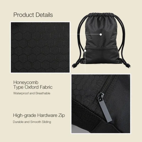 Travel Drawstring Storage Bag Waterproof Lightweight Swimming Gym Yoga School Backpack