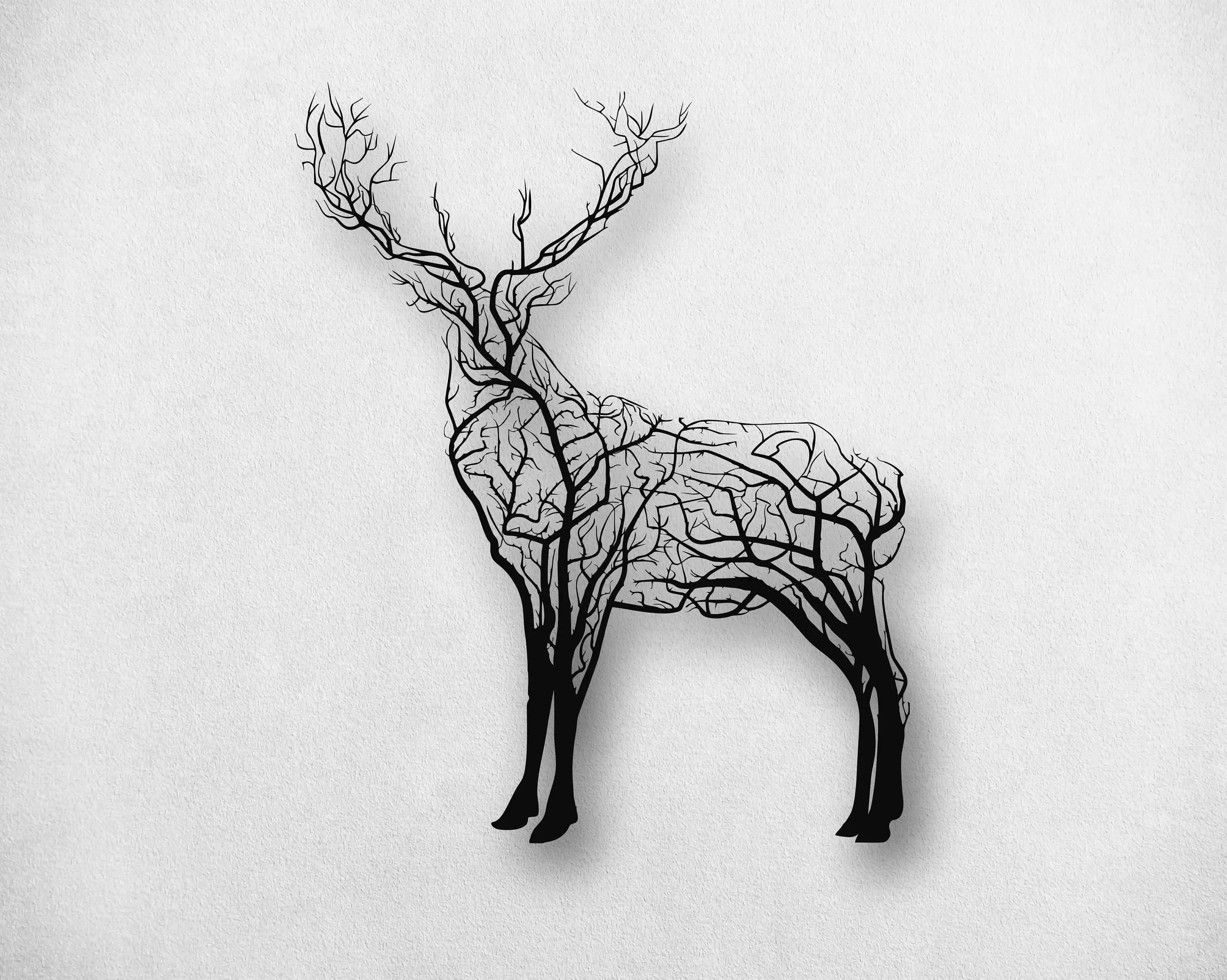 Tree Branch Deer Metal Wall Decor