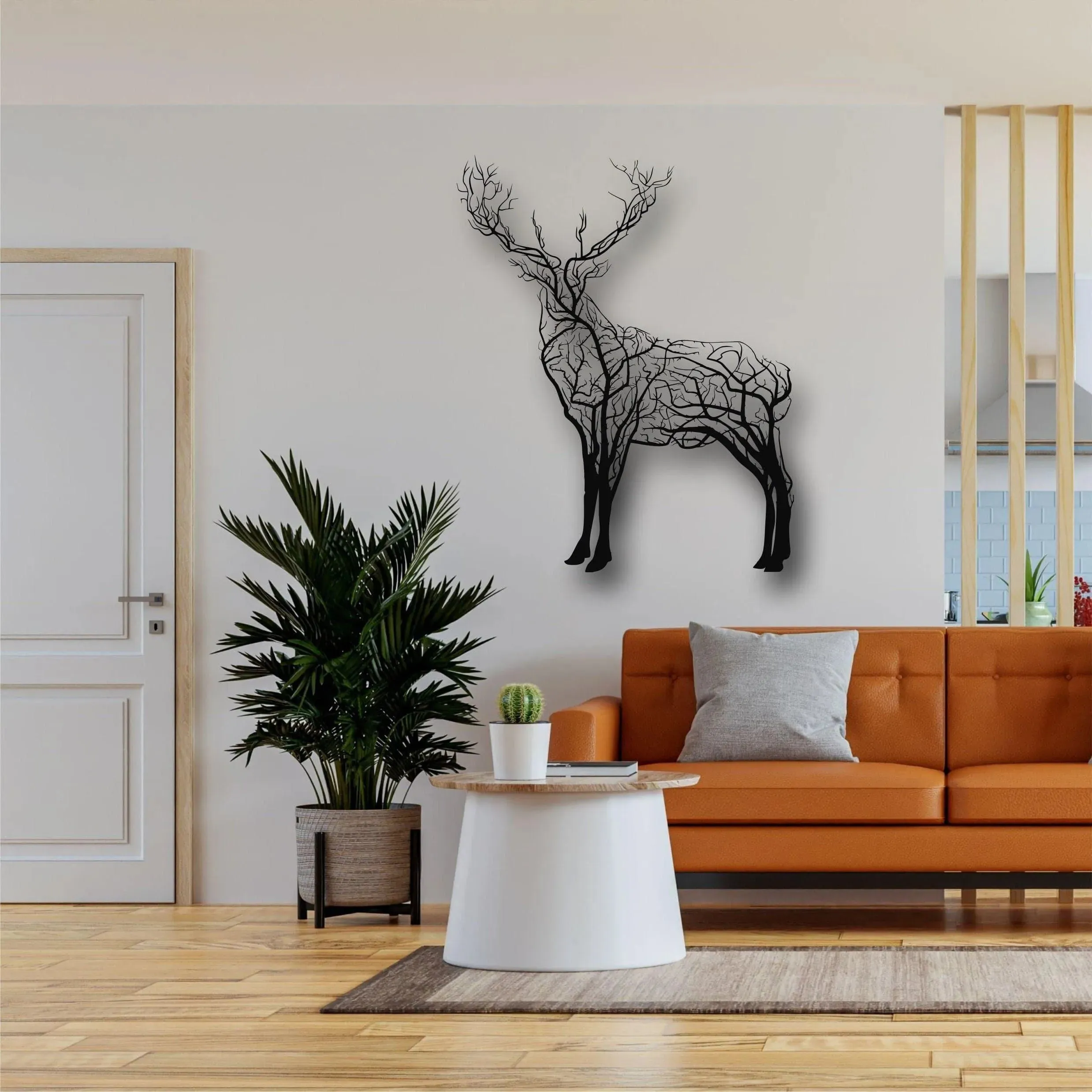 Tree Branch Deer Metal Wall Decor