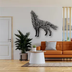 Tree Branch Wolf Metal Wall Decor