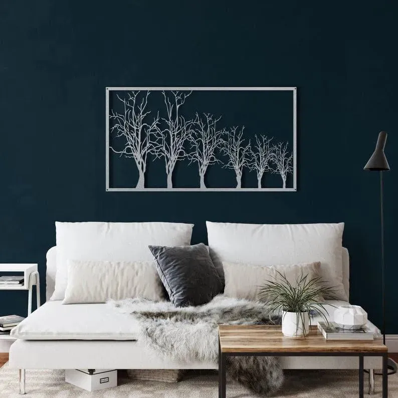 Tree in Row Metal Wall Decor
