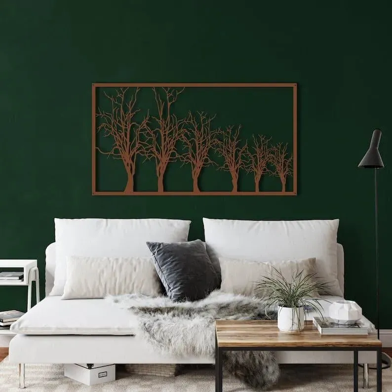 Tree in Row Metal Wall Decor