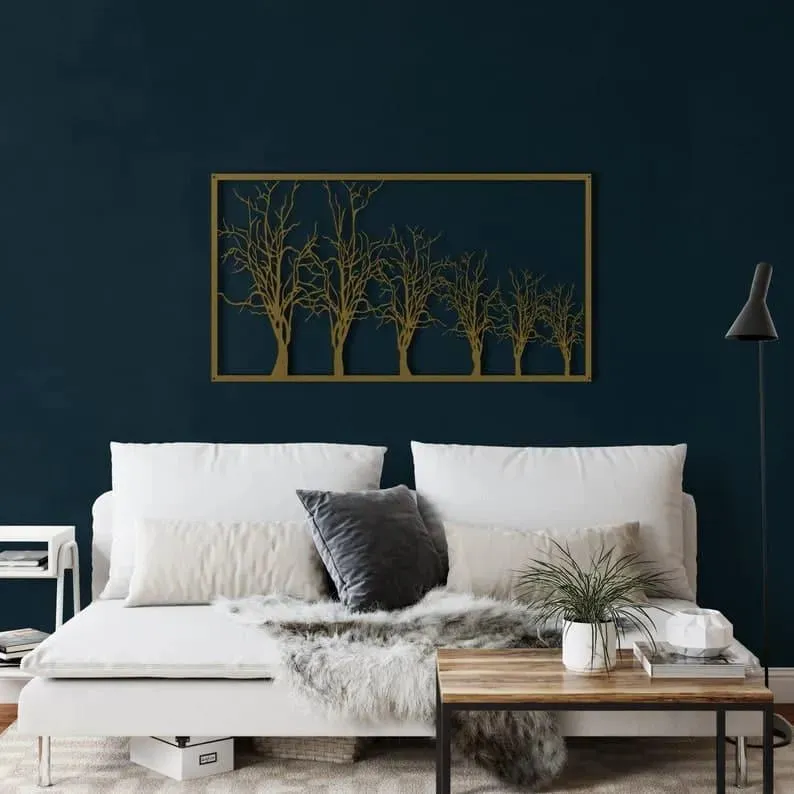 Tree in Row Metal Wall Decor