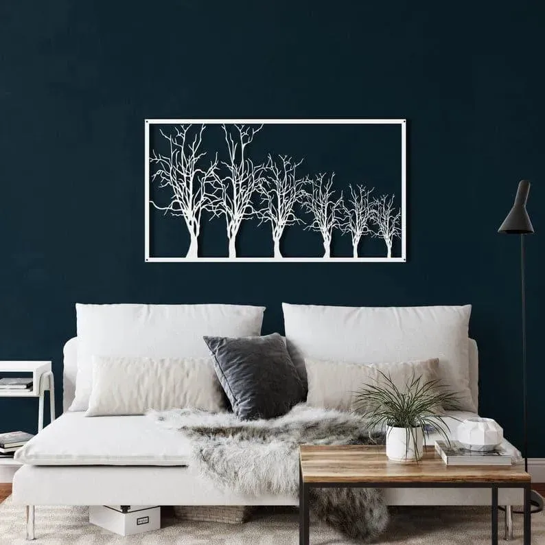 Tree in Row Metal Wall Decor