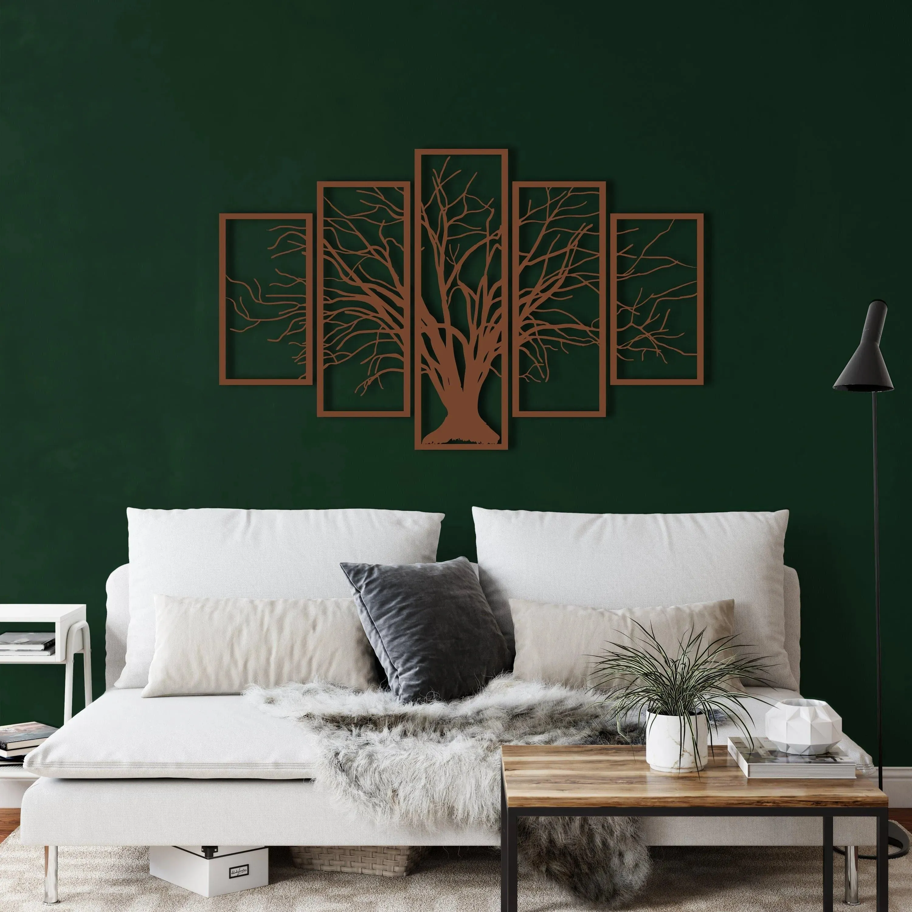 Tree of Life 5 Panel Metal Wall Hanging Decor