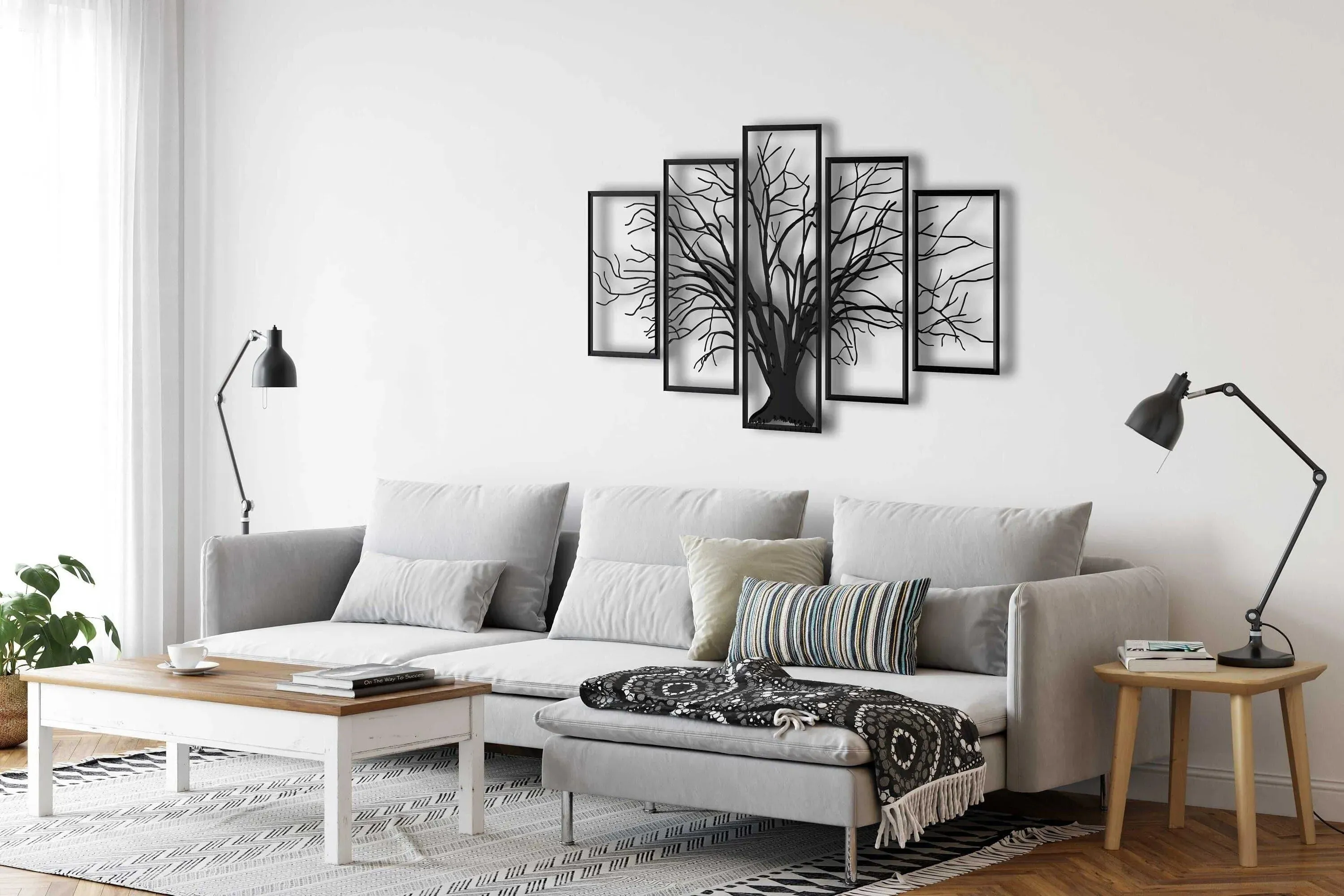 Tree of Life 5 Panel Metal Wall Hanging Decor