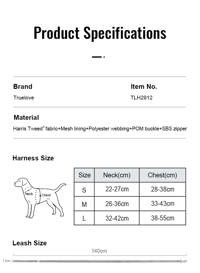 Truelove Comfort Fashionable Series Harness Leash Suit Convenient Poop Bag Dispenser TLH2912
