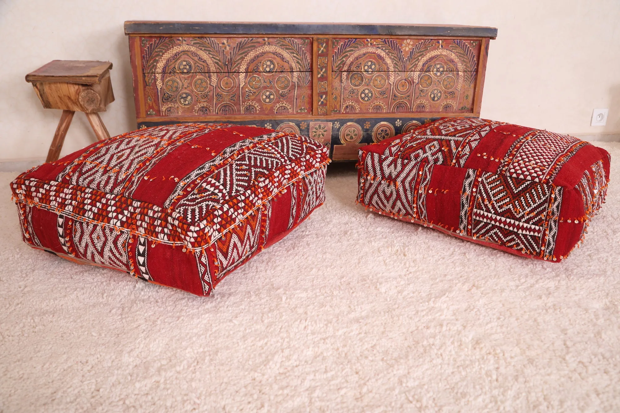 Two Fabulous Poufs for home berber decor