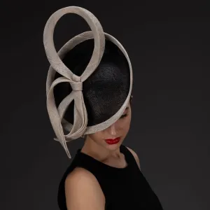 Two Tone Fascinator Loop Design Headband: Black Silver