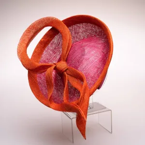 Two Tone Fascinator Loop Design Headband: Fuchsia Orange