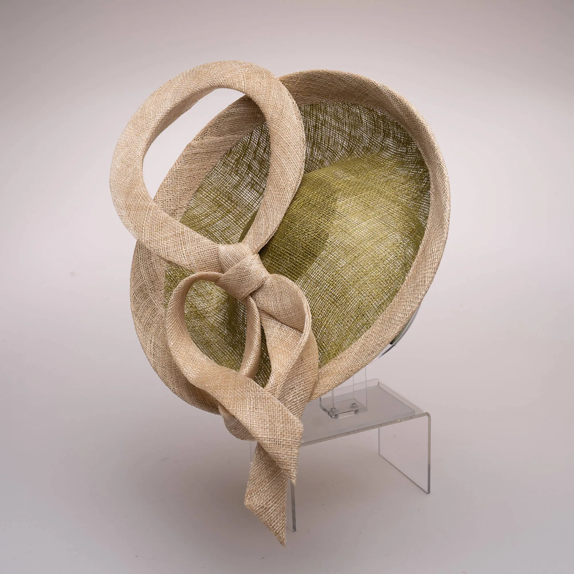 Two Tone Fascinator Loop Design Headband: Olive Natural