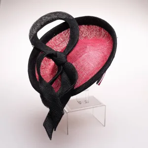 Two Tone Fascinator Loop Design Headband Pink Black