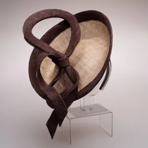 Two Tone Fascinator Loop Design Headband: Tan Brown