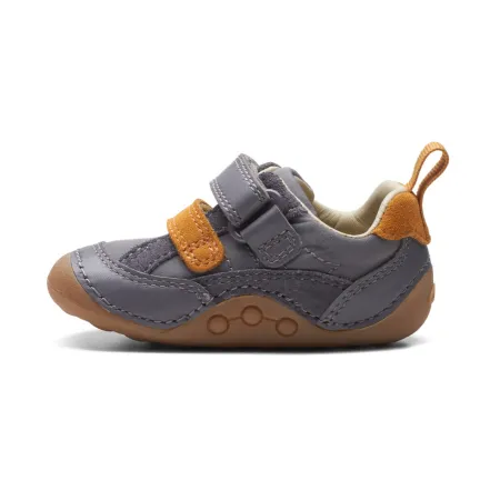 UK 4 Grey and Orange Tiny Fawn Velcro Sneaker