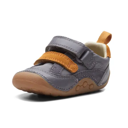 UK 4 Grey and Orange Tiny Fawn Velcro Sneaker