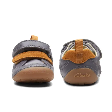 UK 4 Grey and Orange Tiny Fawn Velcro Sneaker