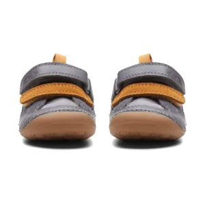 UK 4 Grey and Orange Tiny Fawn Velcro Sneaker